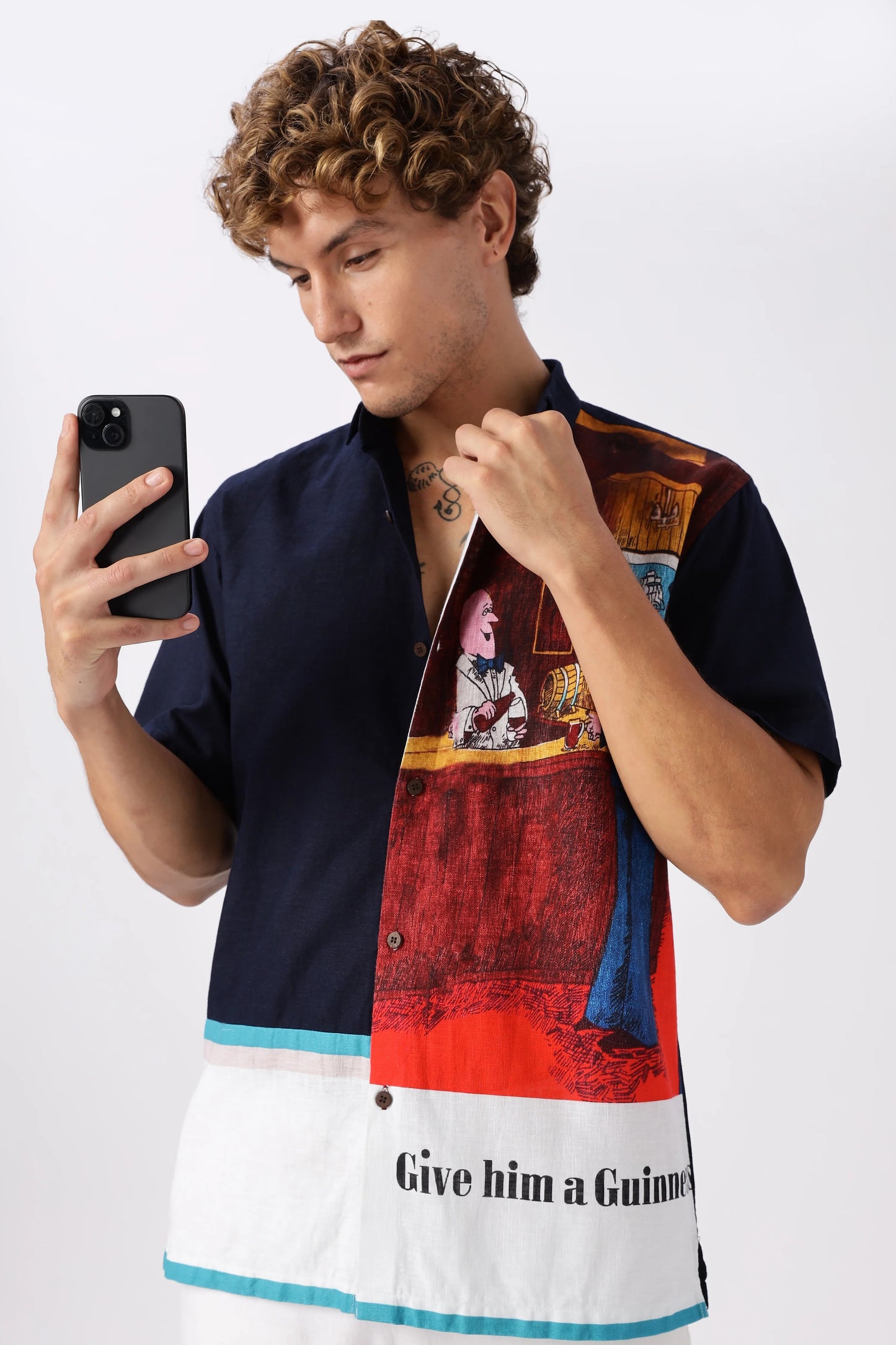Lenzy Men's Premium Artistic Graphic Print Half Sleeve Cuban Collar Resort Shirt, Luxury Statement Casual Shirt, Vacation Beach Shirt, Oversized Summer Fashion Shirt, Designer Printed Shirt